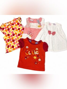 Baby girl 3/6 months Mixed Tops Pack — Red, White, Pink, Orange